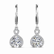 Cate & Chloe Alessandra 18k White Gold Plated Dangle Earrings with Simulated Diamonds for Women