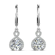 Cate & Chloe Alessandra 18k White Gold Plated Earrings with Simulated Diamond Crystals for Women