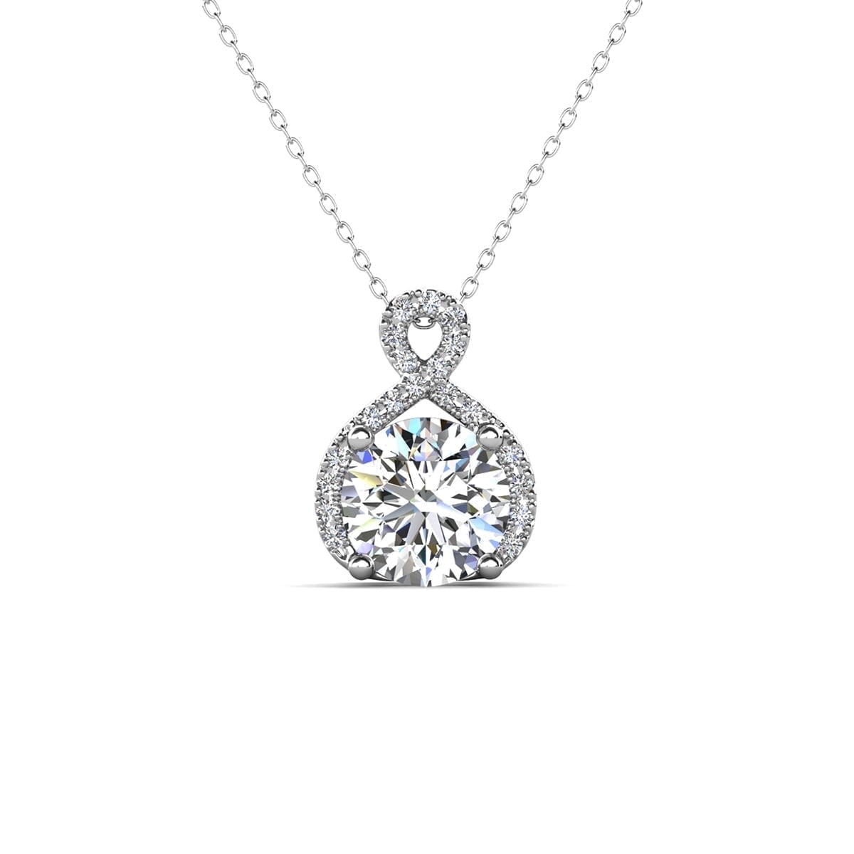 Cate & Chloe Alessandra 18k White Gold Plated Pendant Jewelry | Crystal Necklace for Women, Gift for Her