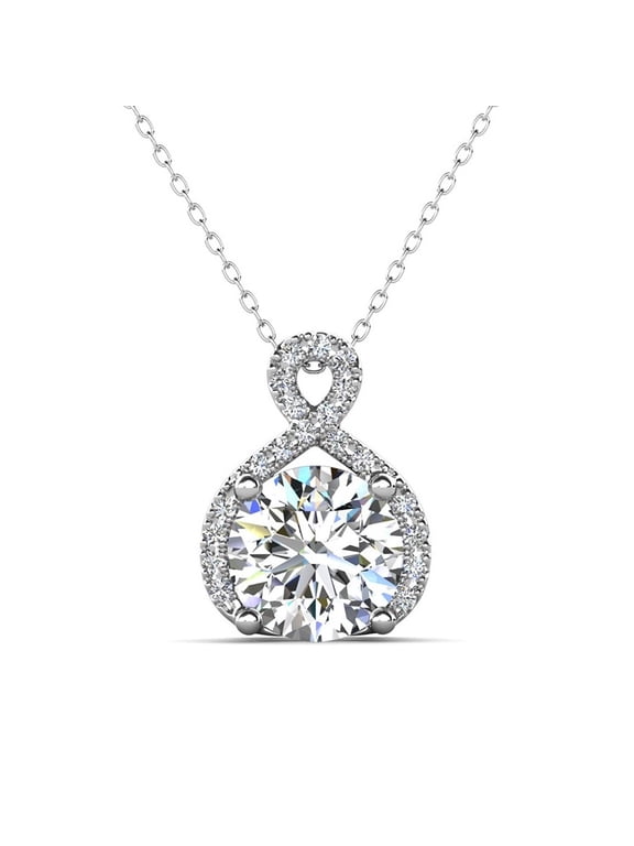 Alessandra 18k White Gold Plated Silver Necklace with Simulated Diamonds for Women