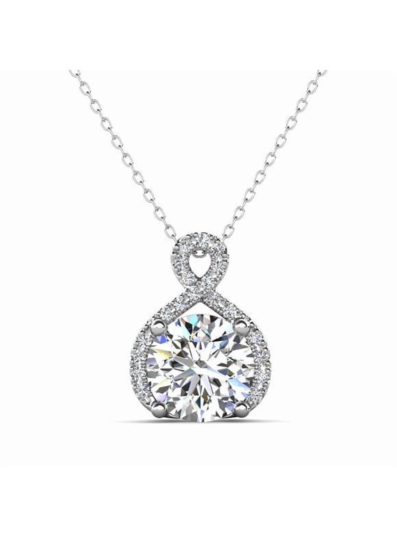 Alessandra 18k White Gold Plated Necklace with Simulated Diamond Crystals for Women