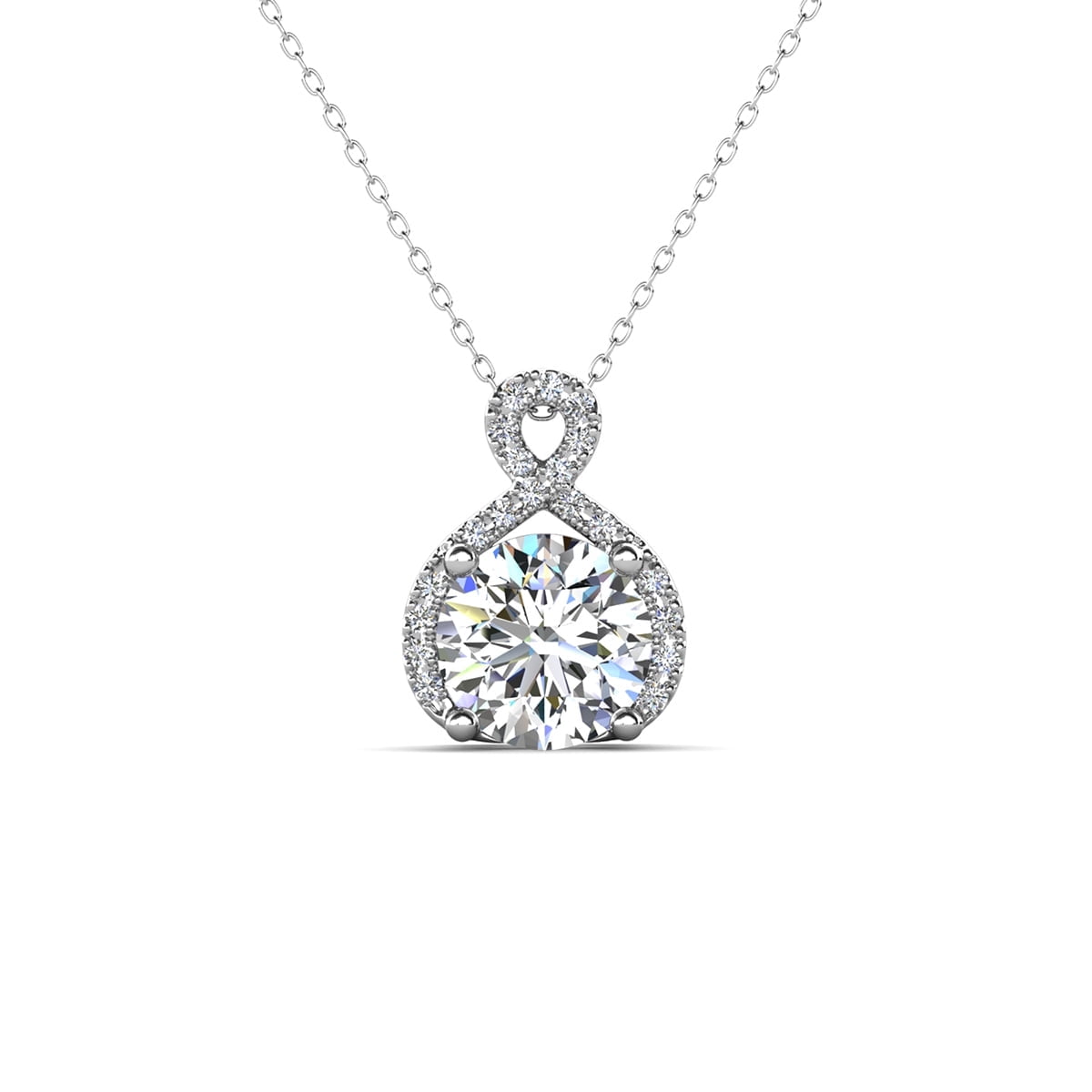 Cate & Chloe Alessandra 18k White Gold Plated Necklace with Simulated Diamond Crystals for Women