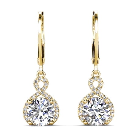 Cate & Chloe Alessandra 18k Yellow Gold Plated Earrings with Simulated Diamond Crystals for Women