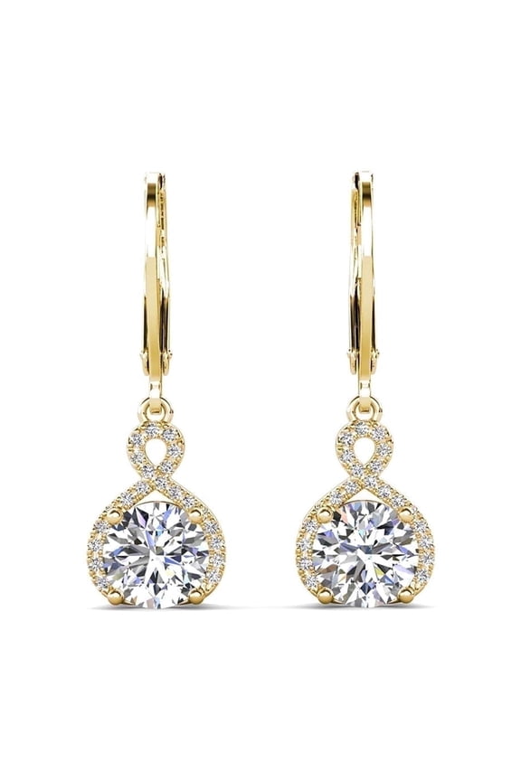 Alessandra 18k Yellow Gold Plated Earrings with Simulated Diamond Crystals for Women
