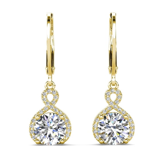 Cate & Chloe Alessandra 18k Yellow Gold Plated Dangle Earrings with Simulated Diamonds for Women