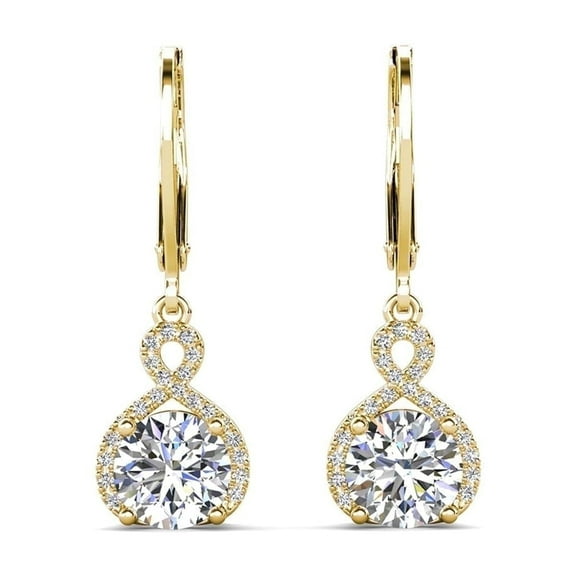 Cate & Chloe Alessandra 18k Yellow Gold Plated Earrings with Simulated Diamond Crystals for Women