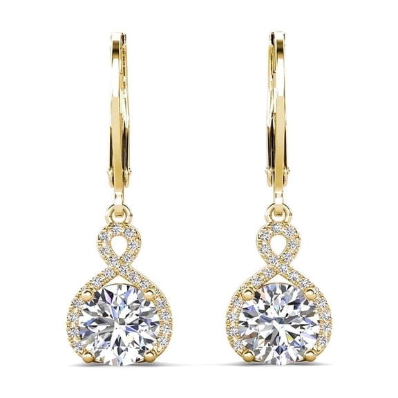 Cate & Chloe Alessandra 18k Yellow Gold Plated Earrings with Simulated Diamond Crystals for Women