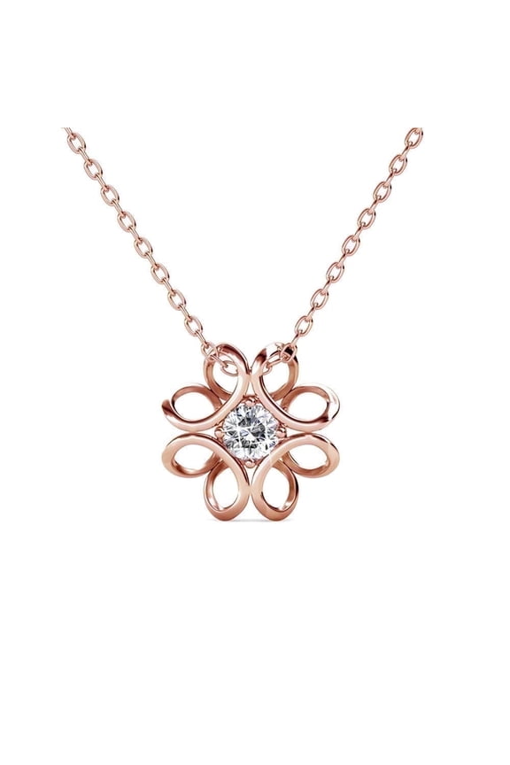 Alexis 18k Rose Gold Plated Flower Pendant Necklace with Swarovski Crystal for Women