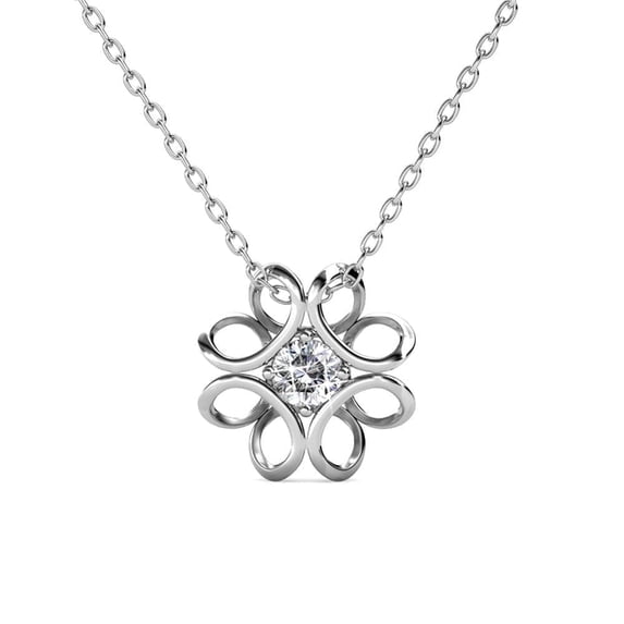 Cate & Chloe Alexis 18k White Gold Plated Necklace with Round Cut Swarovski Crystal Gift for Women
