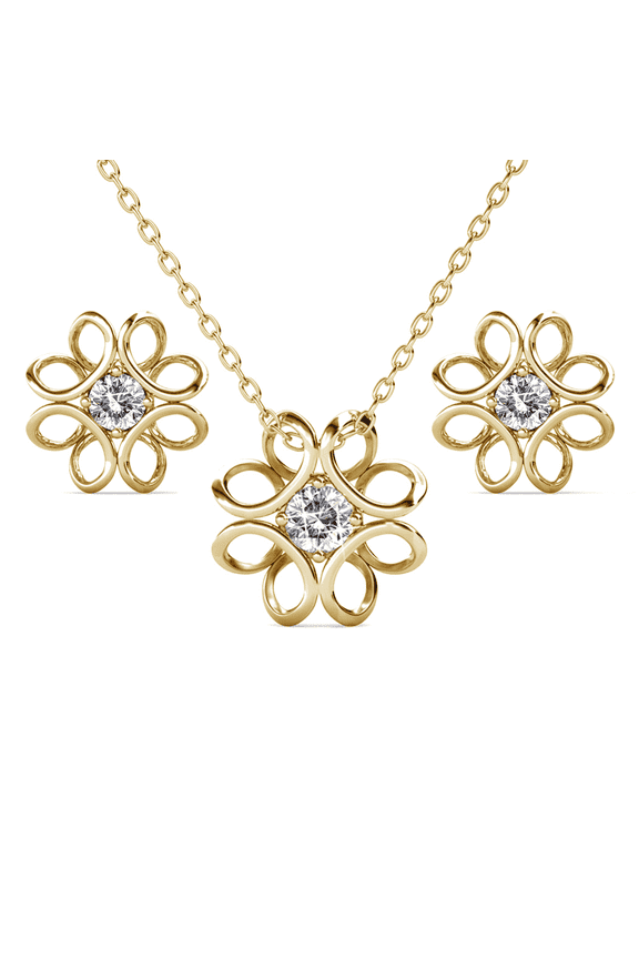 Alexis 18k Yellow Gold Plated Flower Jewelry Set with Swarovski Crystals Gift for Women