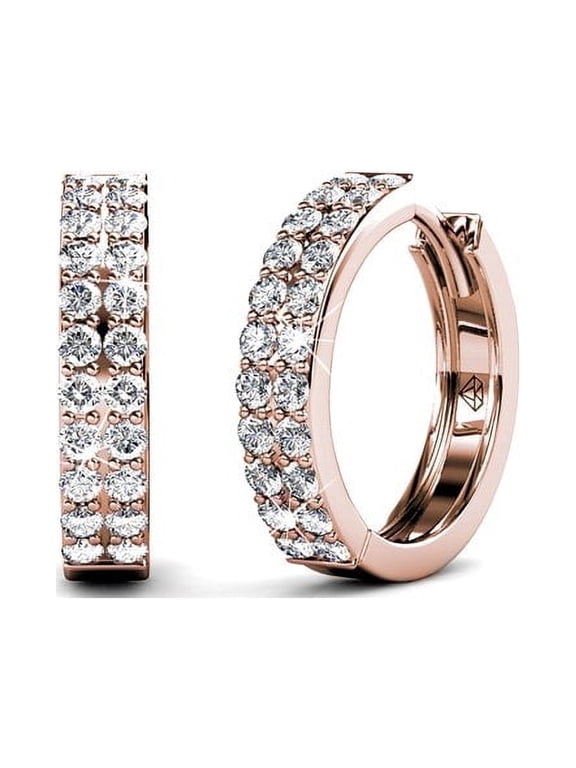 Alice 18k Rose Gold Plated 17mm Hoop Earrings with Swarovski Crystals Gift for Women