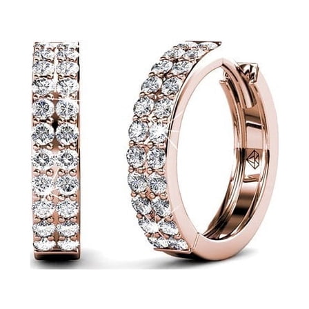 Cate & Chloe Alice 18k Rose Gold Plated 17mm Hoop Earrings with Swarovski Crystals Gift for Women