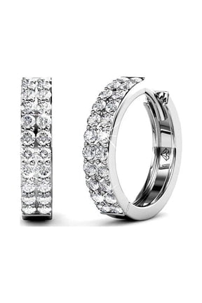 Alice 18k White Gold Plated 17mm Hoop Earrings with Swarovski Crystals Gift for Women