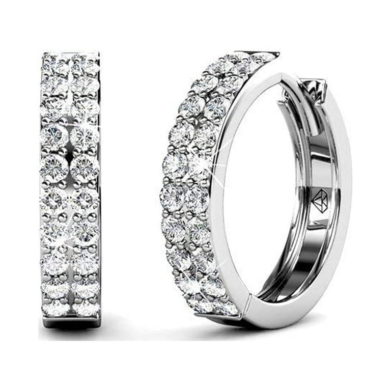 Cate Chloe Alice 18k White Gold Plated Hoop Earrings,