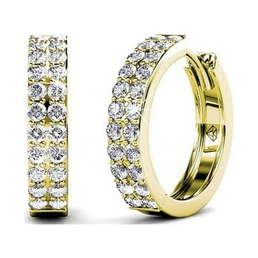 Cate & Chloe Alice 18k Yellow Gold Plated 17mm Hoop Earrings with Swarovski Crystals Gift for Women