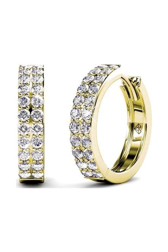 Alice 18k Yellow Gold Plated 17mm Hoop Earrings with Swarovski Crystals Gift for Women