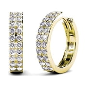 Cate & Chloe Alice 18k Yellow Gold Plated 17mm Hoop Earrings with Swarovski Crystals Gift for Women
