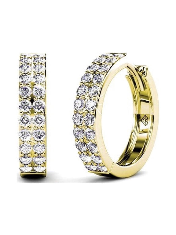 Alice 18k Yellow Gold Plated 17mm Hoop Earrings with Swarovski Crystals Gift for Women