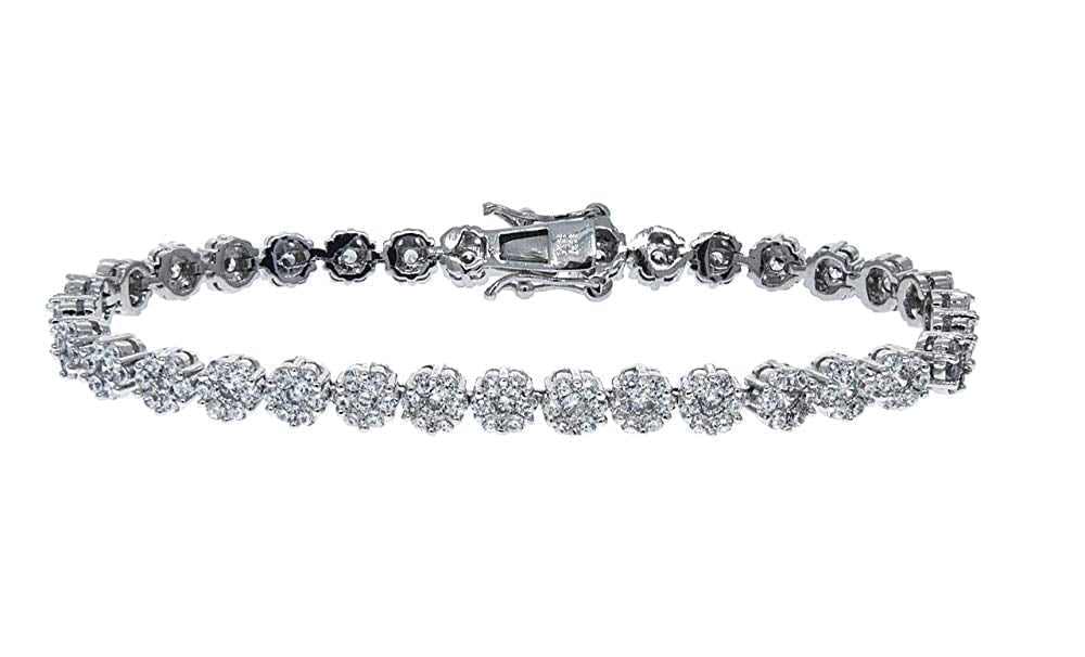 Cate & Chloe Ally 18k White Gold Plated Tennis Bracelet with Simulated Diamonds Gift for Women