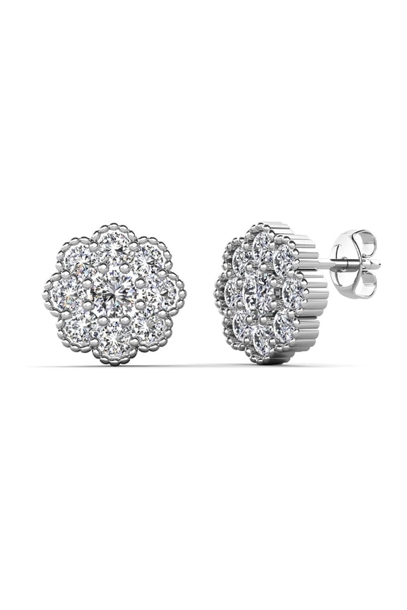 Alyssa Sterling Silver Stud Earrings with Simulated Diamond Crystals Gift for Women