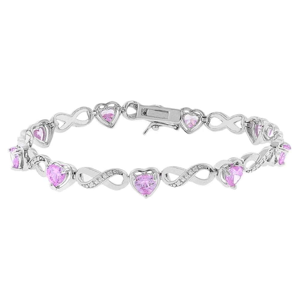 Cate Chloe Ezra 18k White Gold Plated Infinity Tennis Bracelet with Simulated Diamond for Women