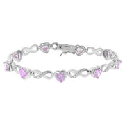 CATE & CHLOE Amanda 18k White Gold Plated Clear Pink Heart Women's Bracelet with Simulated Diamonds