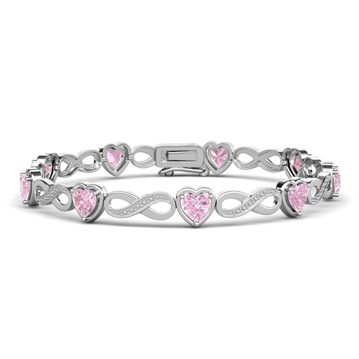 Cate & Chloe Amanda 18k White Gold Plated Pink Heart Bracelet with Simulated Diamonds for Women