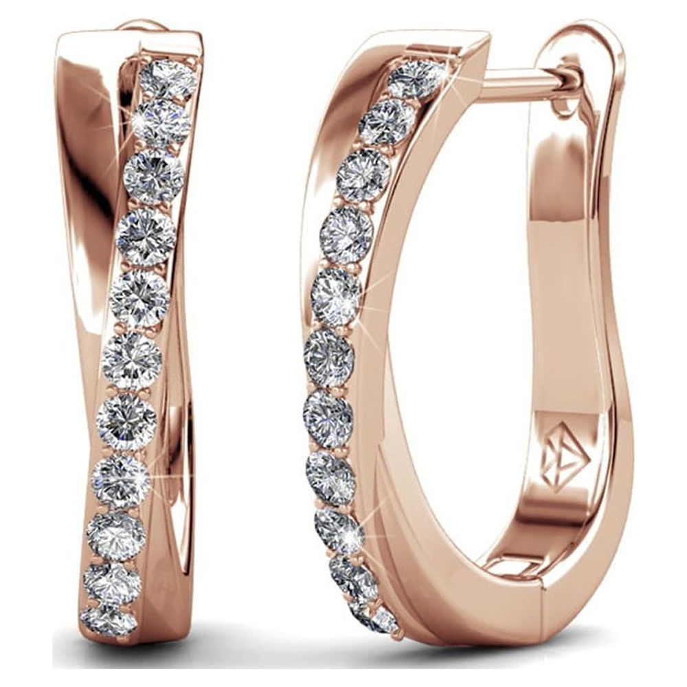 Cate & Chloe Amaya 18k Rose Gold Plated Hoop Earrings | Women's Crystal Earrings, Jewelry Gift for Her - image 1 of 9