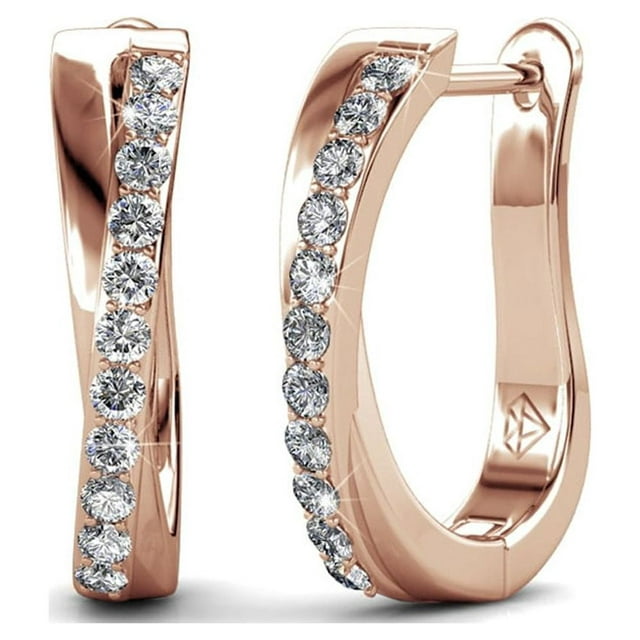 Cate & Chloe Amaya 18k Rose Gold Plated Hoop Earrings | Women's Crystal Earrings, Jewelry Gift for Her