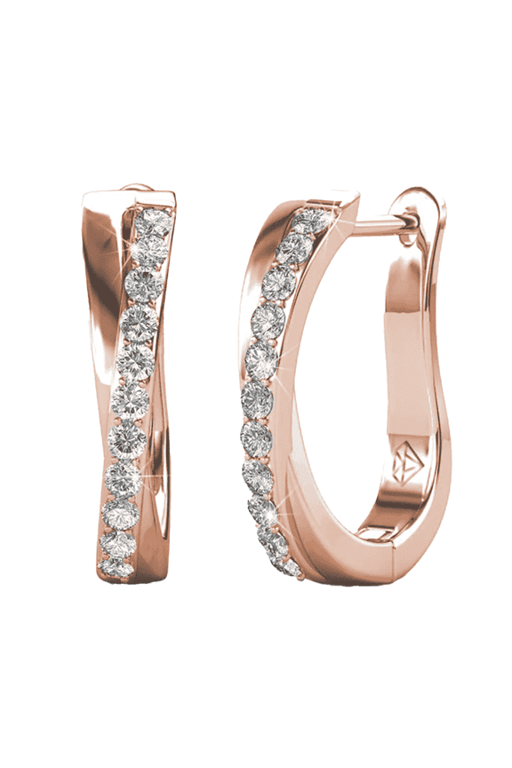 Amaya 18k Rose Gold Plated 16mm Hoop Earrings with Swarovski Crystals Gift for Women