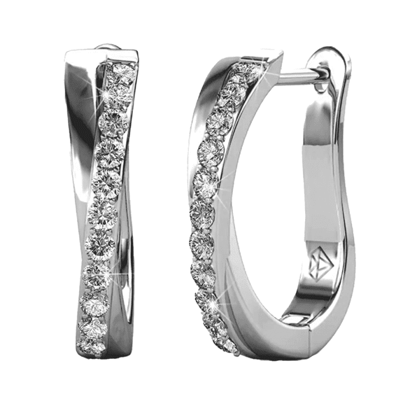 Cate & Chloe Amaya 18k White Gold Plated 16mm Hoop Earrings with Swarovski Crystals Gift for Women