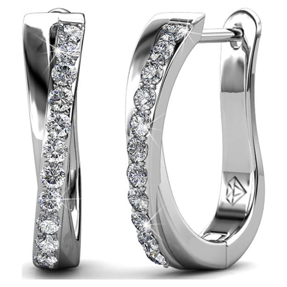 Cate & Chloe Amaya 18k White Gold Plated Silver Hoop Earrings | Jewelry for Women, Earrings with Crystals - image 1 of 9