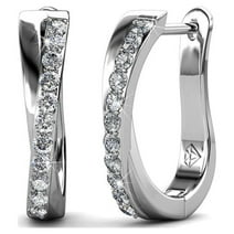 Cate & Chloe Amaya 18k White Gold Plated Silver Hoop Earrings | Jewelry for Women, Earrings with Crystals