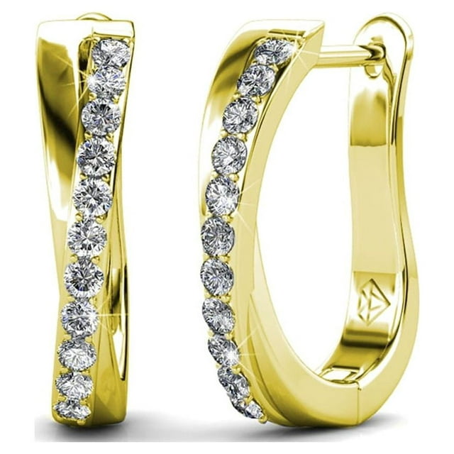 Cate & Chloe Amaya 18k Yellow Gold Plated Hoop Earrings | Women's Crystal Earrings, Jewelry Gift for Her