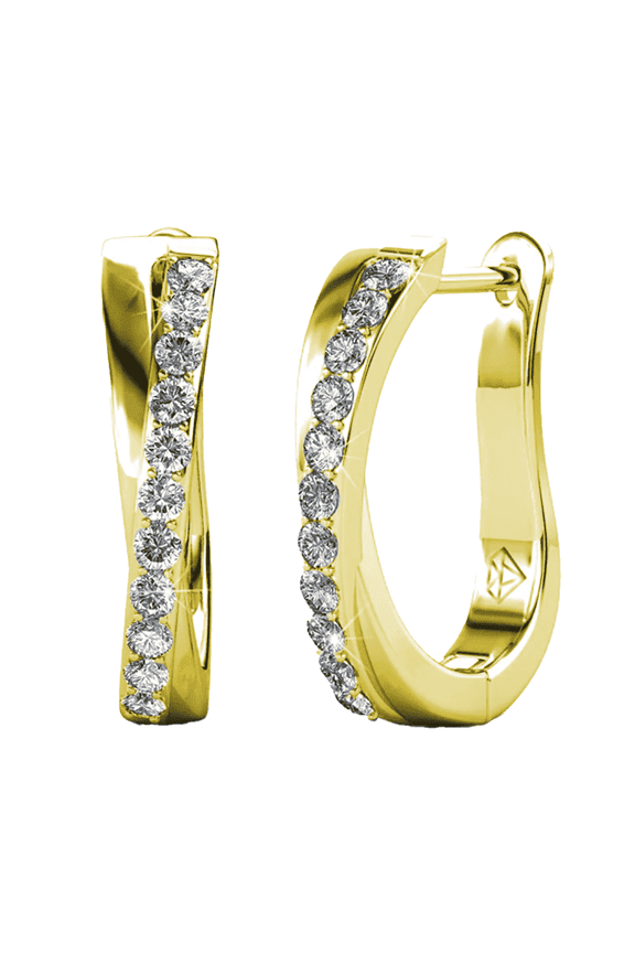 Amaya 18k Yellow Gold Plated 16mm Hoop Earrings with Swarovski Crystals Gift for Women