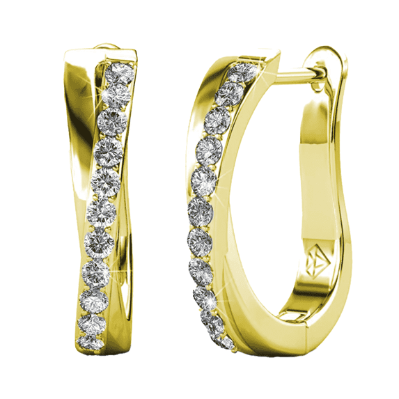 Cate & Chloe Amaya 18k Yellow Gold Plated 16mm Hoop Earrings with Swarovski Crystals Gift for Women