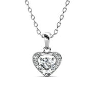 Cate & Chloe Amberly 18k White Gold Plated Heart Pendant Necklace with Swarovski Crystal for Women