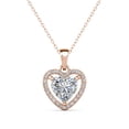 thumbnail image 1 of Cate & Chloe Amora 18k Rose Gold Plated Heart Pendant Necklace with Simulated Diamonds for Women, 1 of 9