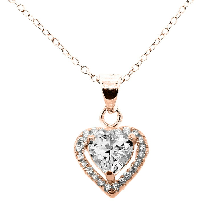 Cate & Chloe Blake 18k Gold Plated Pendant Necklace | Halo Silver Necklaces  with Round Cut Cubic Zirconia, Fashion Necklaces For Women, Hypoallergenic