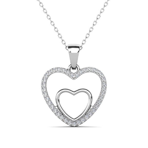 Cate & Chloe Amorette 18k White Gold Plated Pendant Necklace with Simulated Diamonds Gift for Women
