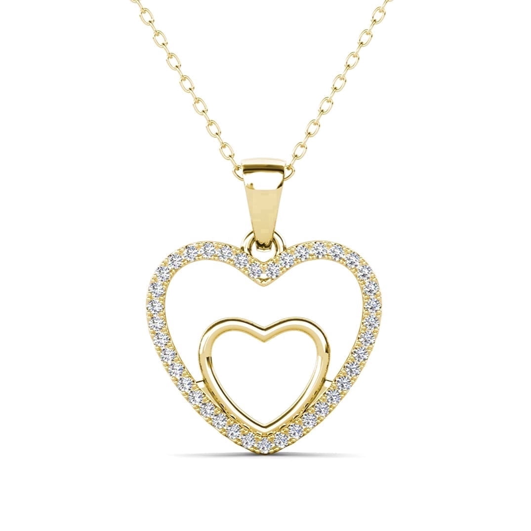 Cate & Chloe Amorette 18k Yellow Gold Plated Pendant Necklace with Simulated Diamonds Gift for Women