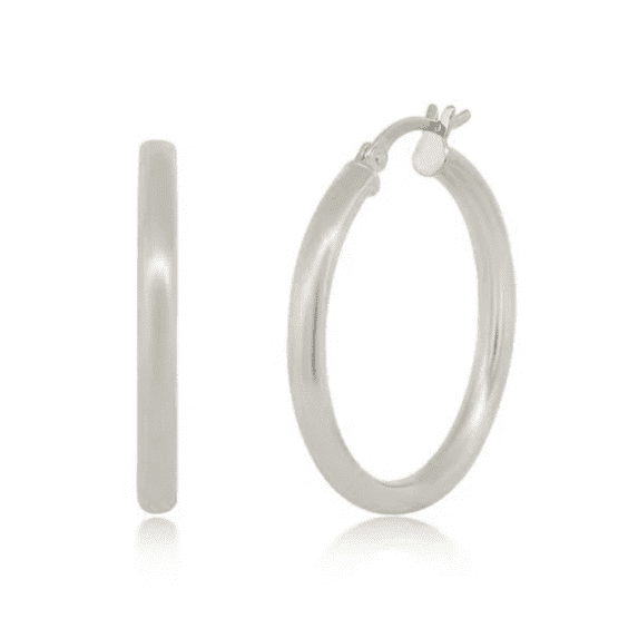 Cate & Chloe Amy 18k White Gold Plated 20mm Silver Hoop Earrings for Women, Gift for her