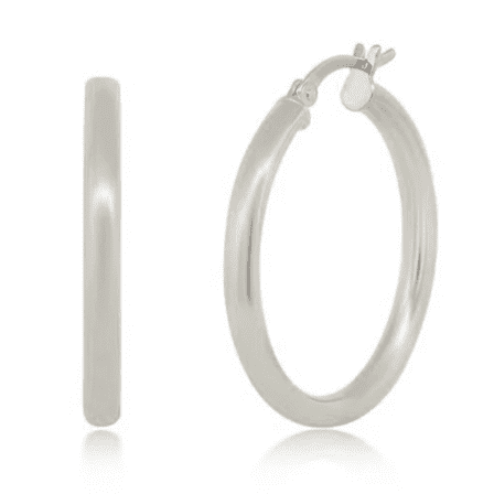 Cate & Chloe Amy 18k White Gold Plated 30mm Silver Hoop Earrings for Women, Gift for her