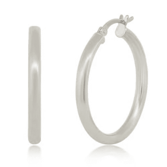 Cate & Chloe Amy 18k White Gold Plated 30mm Silver Hoop Earrings for Women, Gift for her