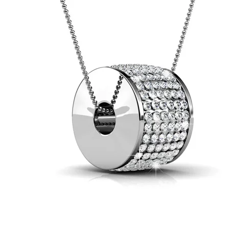 Cate & Chloe Anabelle 18k White Gold Plated Pave Pendant Necklace with Swarovski Crystals for Women