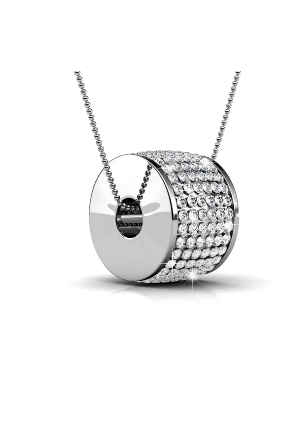 Anabelle 18k White Gold Plated Pave Pendant Necklace with Swarovski Crystals for Women