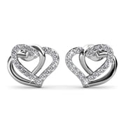 Cate & Chloe Angela 18k White Gold Plated Double Heart Earrings with Swarovski Crystals for Women