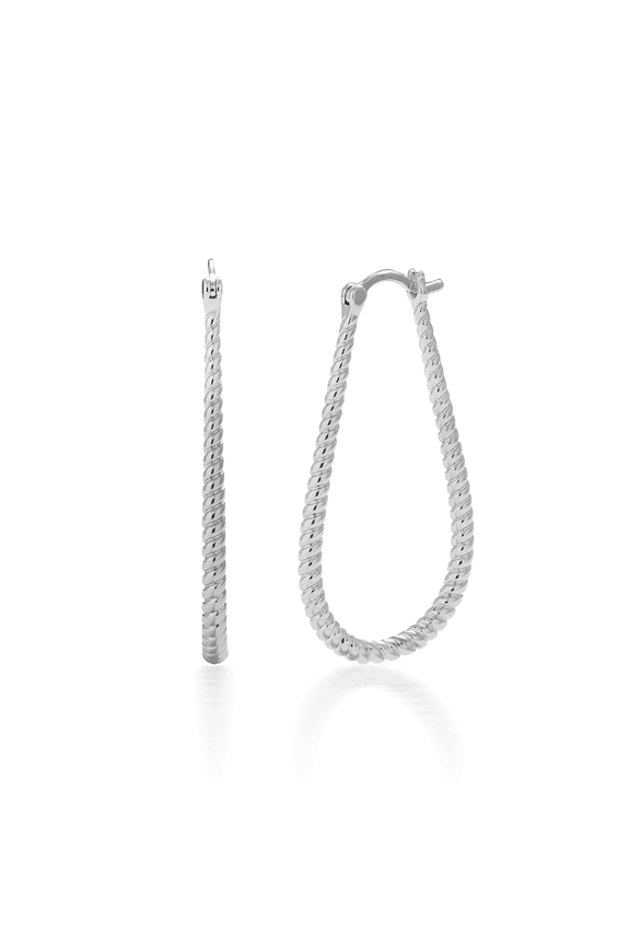 Angelica 18k White Gold Plated 24mm U-Shaped Twisted Hoop Earrings Gift for Women
