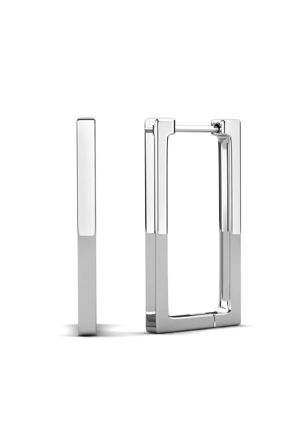 Annalise 18k White Gold Plated 25mm Square Hoop Earrings for Women, Gift for Her