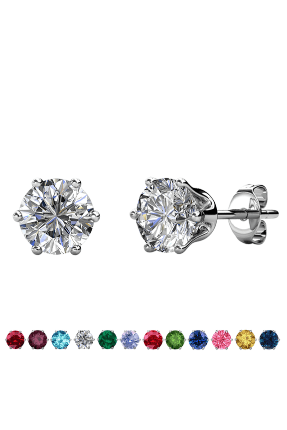 April Birthstone 18k White Gold Plated Women's Stud Earrings 1ct Swarovski Crystal